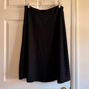 Black Wave Midi Skirt Flared Y2K Minimalist Quiet Luxury Skirt Size M